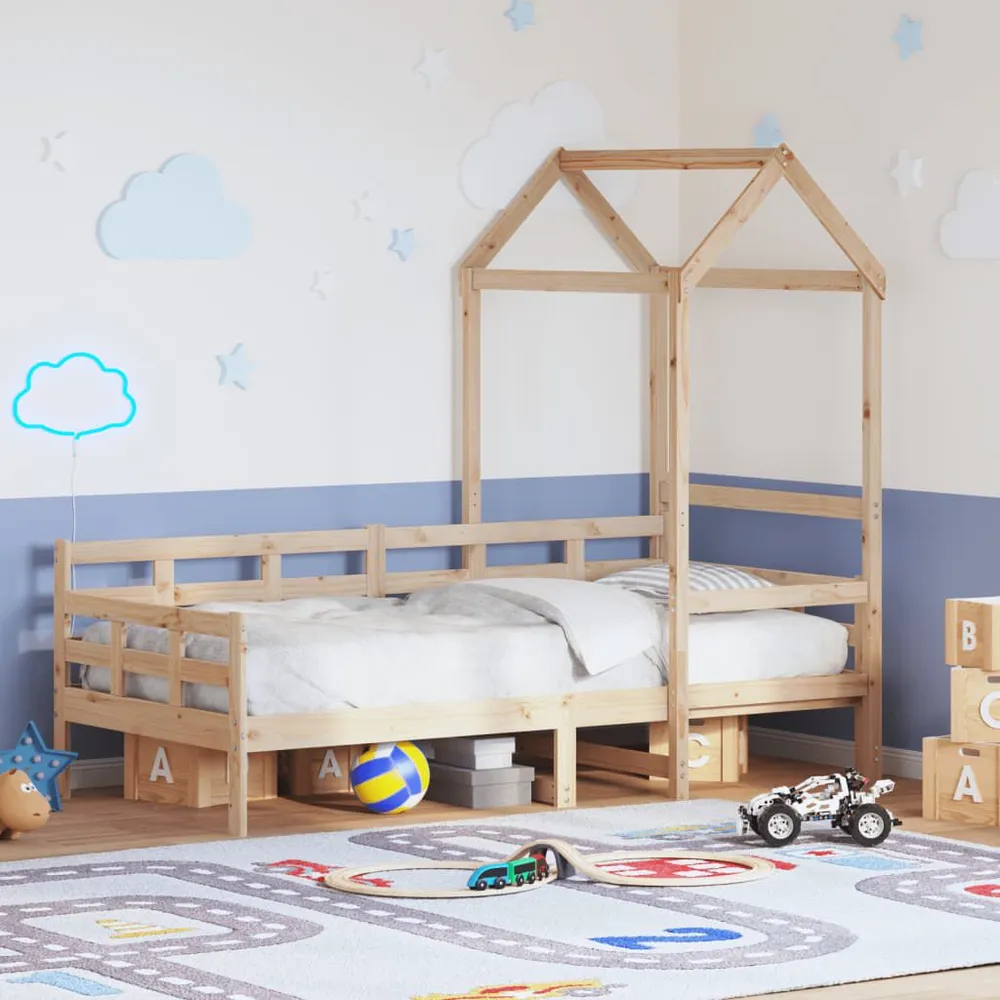 Puff de Armazenamento Sofá-cama com telhado 90x200 cm madeira de pinho maciç