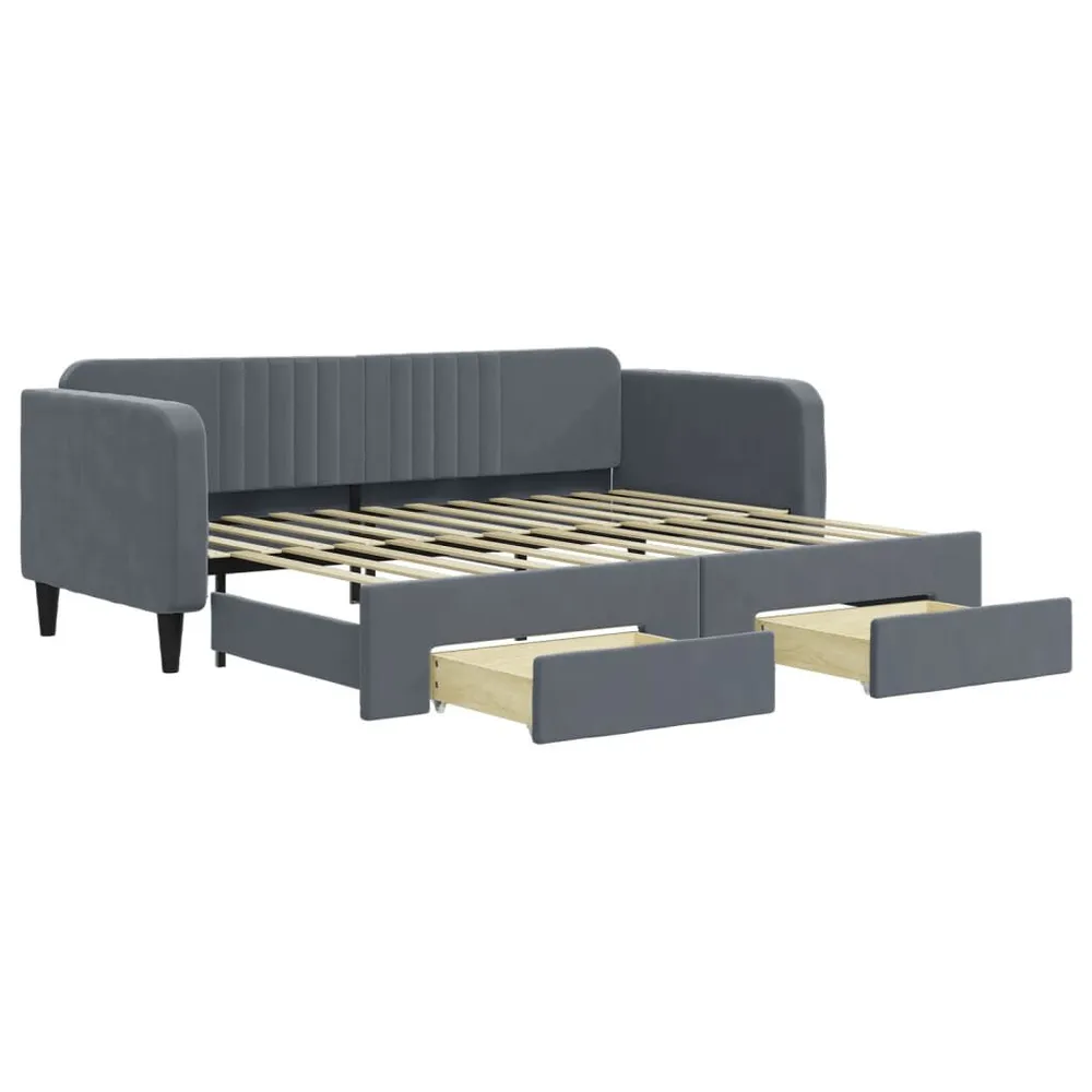 Rack para Eletrônicos Sofá-cama com gavetão e gavetas 90x200 cm veludo cinzento-escuro