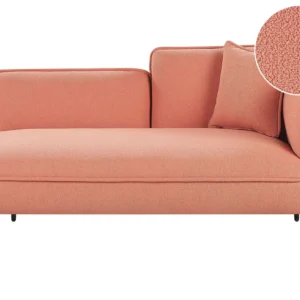 Right Hand Boucle Chaise Lounge Peach Rosa CHEVANNES com 3 Portas de Correr