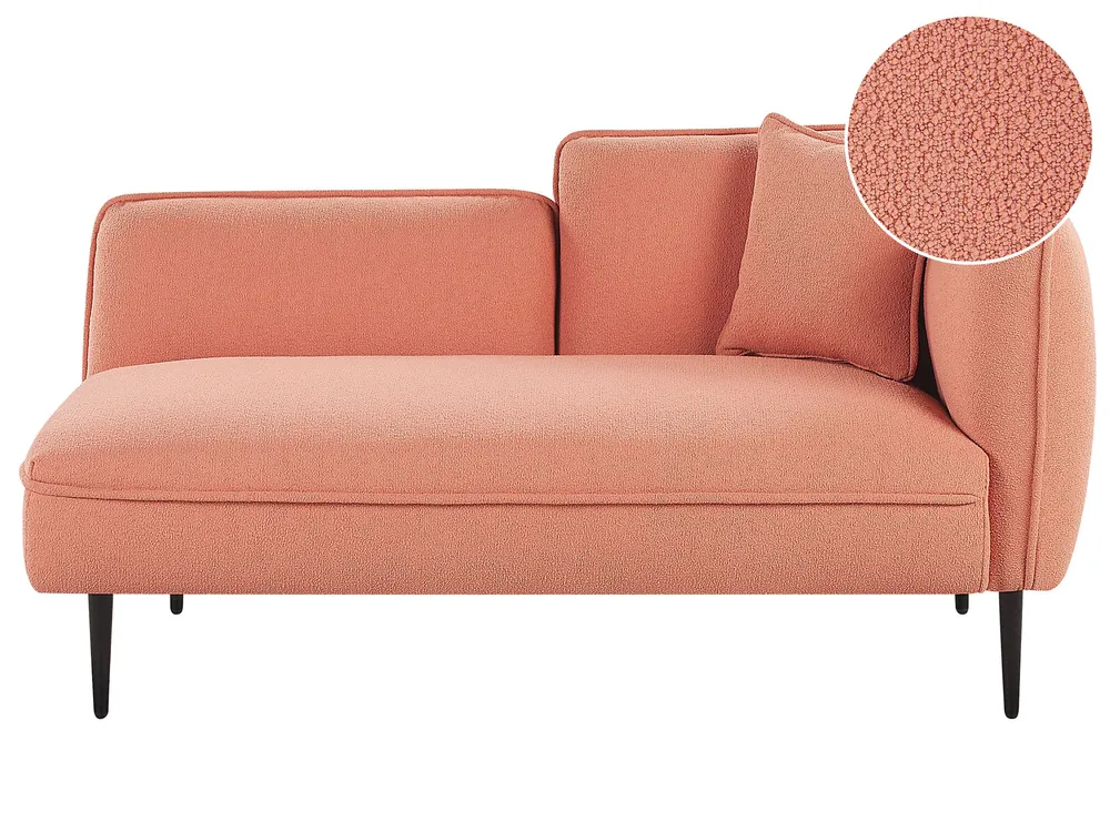 Right Hand Boucle Chaise Lounge Peach Rosa CHEVANNES com 3 Portas de Correr