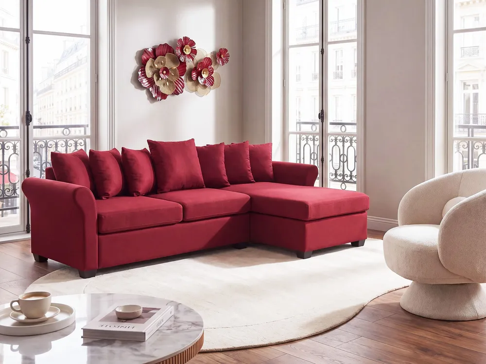 Right Hand Corner Sofa Dark Carmim VIKNA