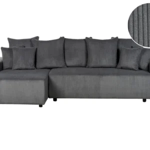 Right Hand Gigante Cord Corner Sofa Bed Storage Dark Grey LUSPA