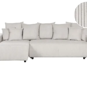 Right Hand Jumbo Cord Corner Sofa Bed Storage Light Bege claro LUSPA