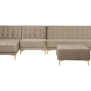 Right Hand Modular Tecido macio Sofa Ottoman Sand Beige ABERDEEN
