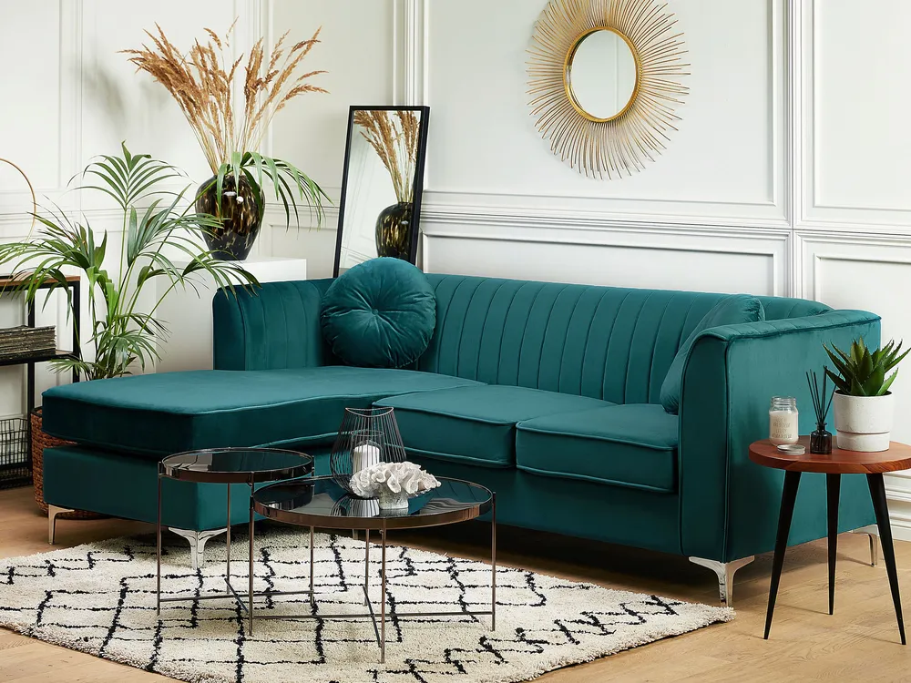 Right Hand Pelúcia Corner Sofa Green TIMRA