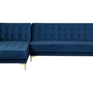 Right Hand Tecido macio Corner Sofa Navy Blue ABERDEEN