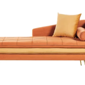 Right Hand Veludo Chaise Lounge Orange GONESSE | Entrega Rápida