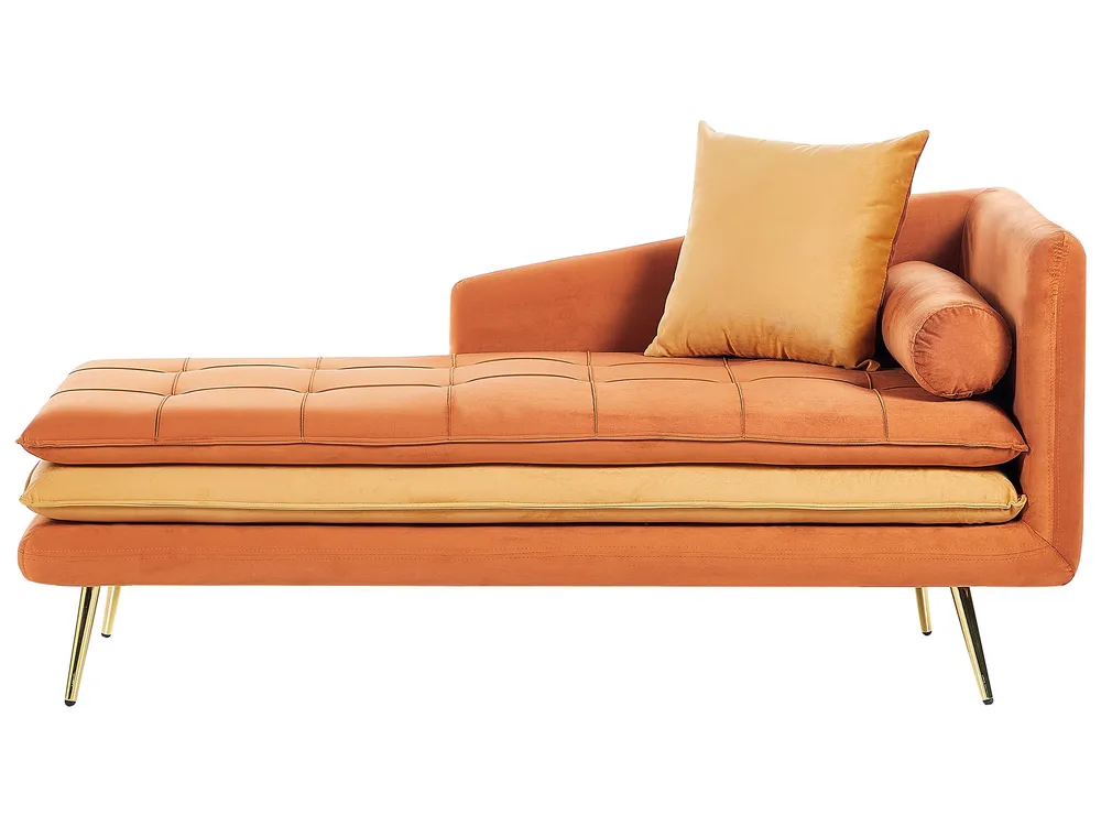 Right Hand Veludo Chaise Lounge Orange GONESSE | Entrega Rápida