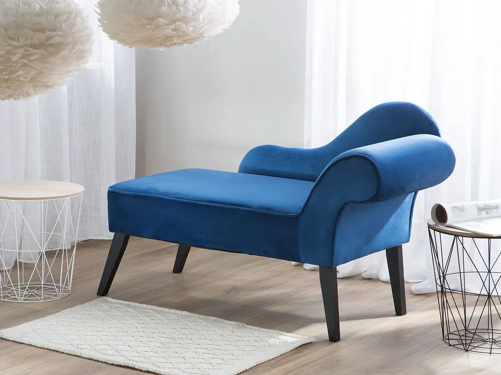 Right Hand Velvet Chaise Lounge Cobalt Cobalto BIARRITZ