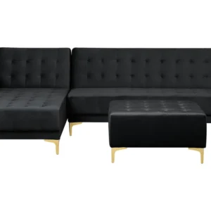 Right Hand Velvet Corner Sofa Ottoman Onix ABERDEEN