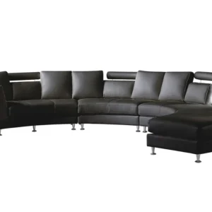 7 Seater Curved Em couro Modular Sofa Black ROTUNDE