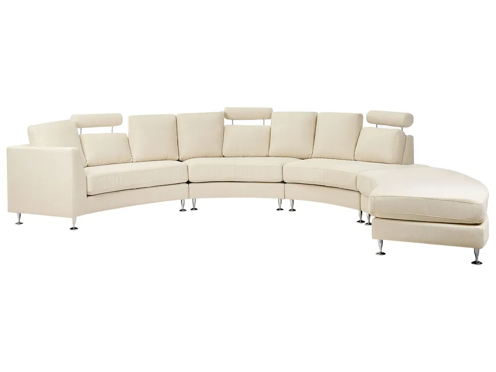 7 Seater Curved Fabric Personalizável Sofa Beige ROTUNDE para Apartamento Pequeno