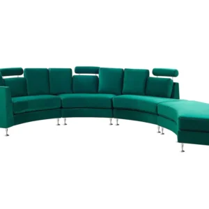 7 Seater Curved Modular Velvet Sofa Dark Musgo ROTUNDE