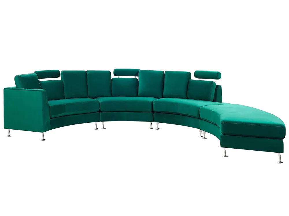 7 Seater Curved Modular Velvet Sofa Dark Musgo ROTUNDE