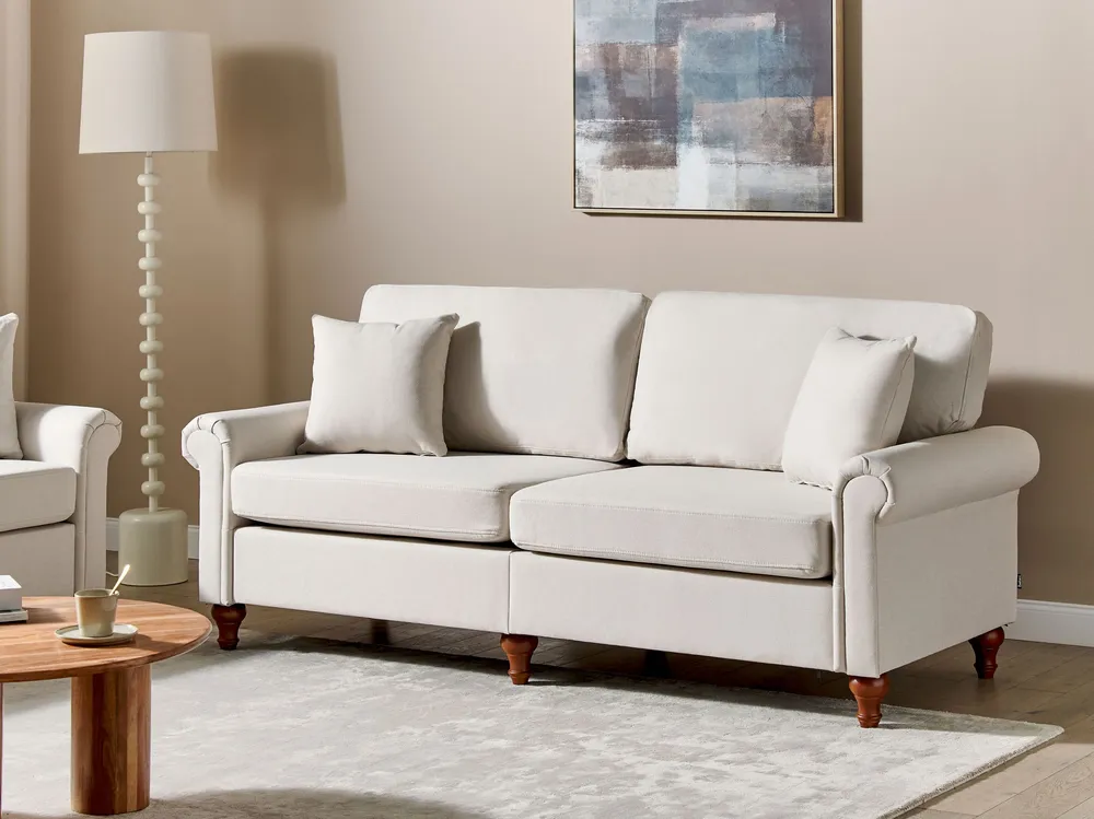 3 Seater Fabric Sofa Bege claro GINNERUP | Entrega Rápida