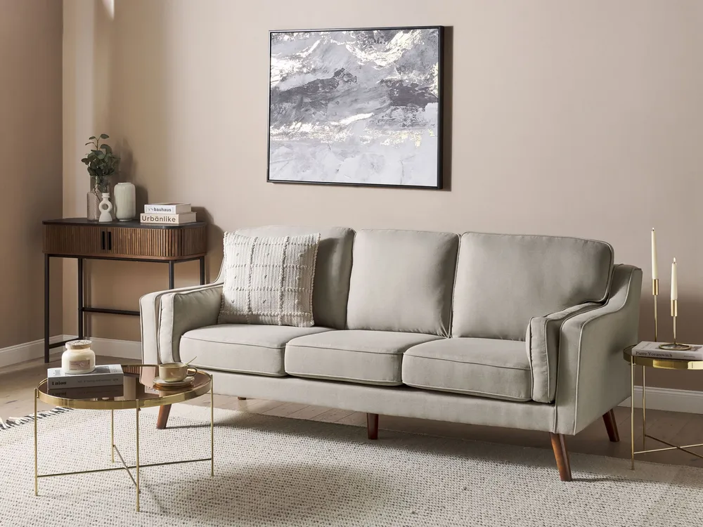 3 Seater Fabric Sofa Tom neutro LOKKA