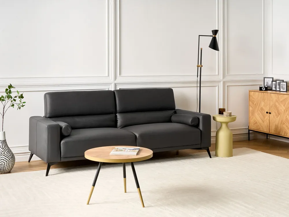 3 Seater Faux Pele Sofa Black ANGE