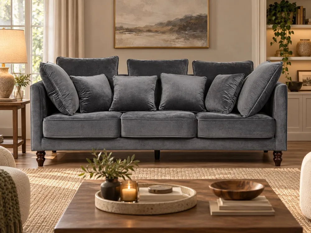 3 Seater Veludo Sofa Grey FENSTAD