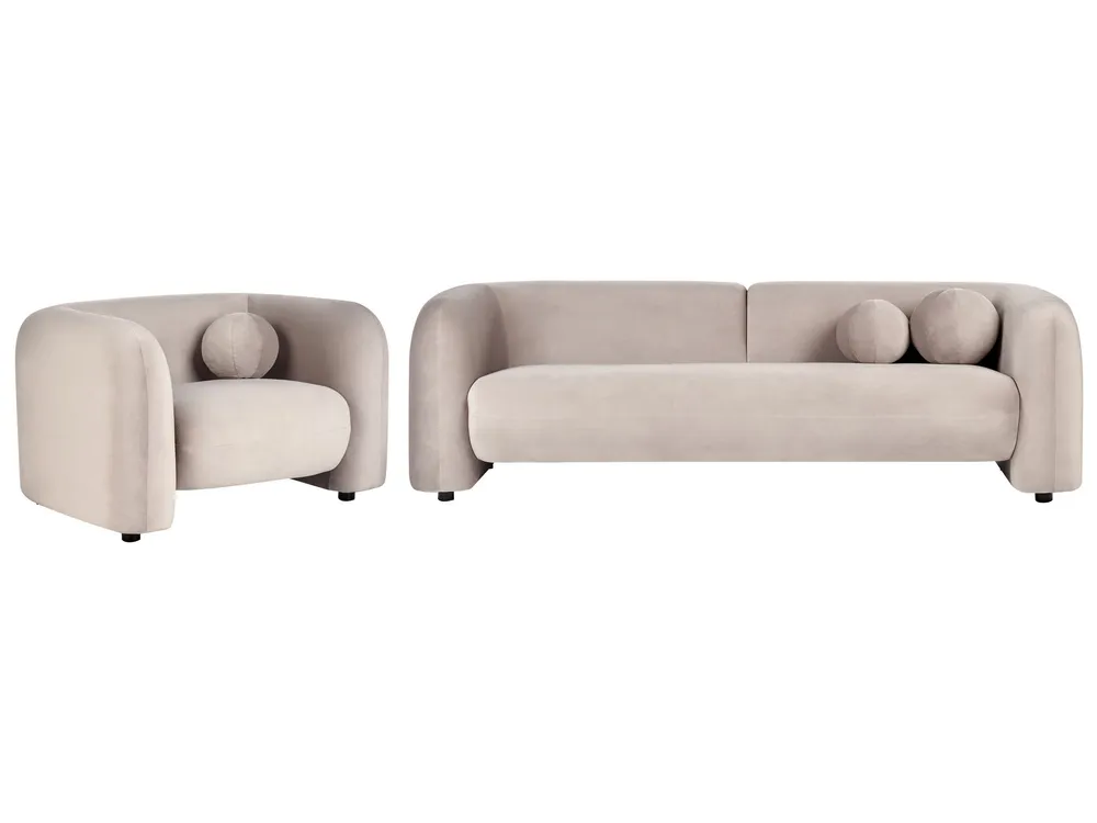 4 Seater Velvet Living Room Set Taupe LEIREN