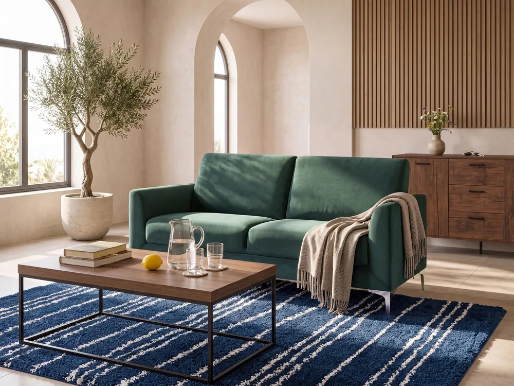 3 Seater Velvet Sofa Verde FENES