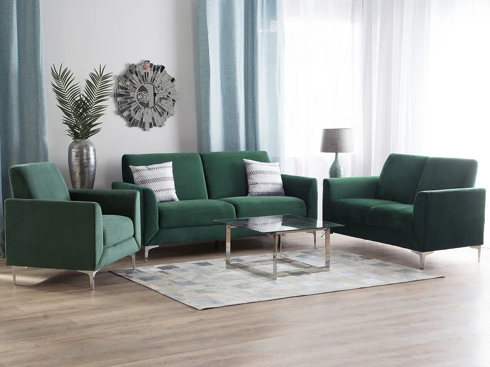 3 Seater Velvet Sofa Verde FENES