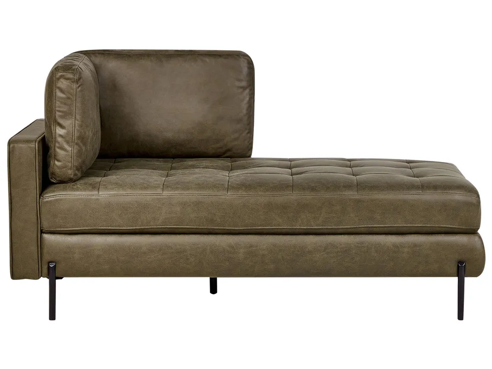 Sofá de Canto Chaise-longue em pele sintética verde à esquerda REBAIS