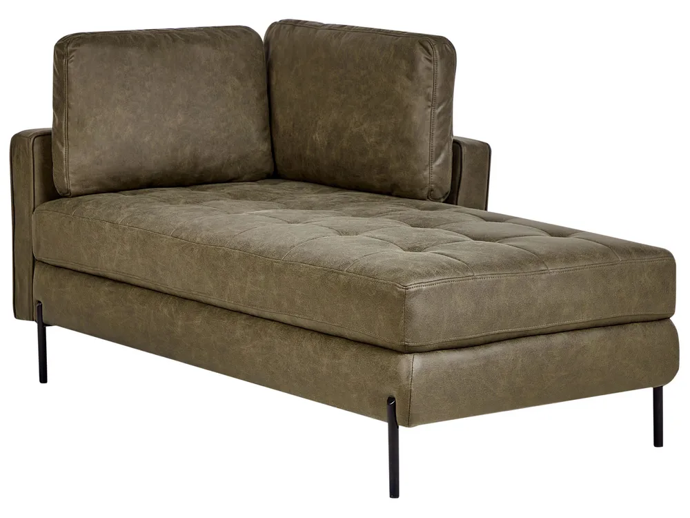 Sofá de Canto Chaise-longue em pele sintética verde à esquerda REBAIS