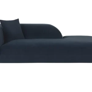 Sofá de Canto Left Hand Pelúcia Chaise Lounge Dark Blue LE CRAU