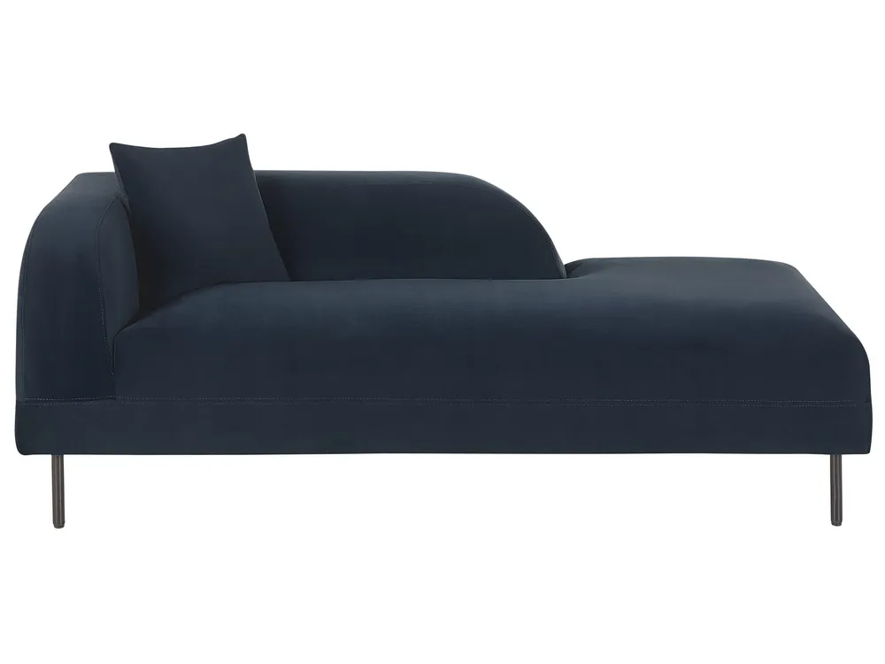 Sofá de Canto Left Hand Pelúcia Chaise Lounge Dark Blue LE CRAU