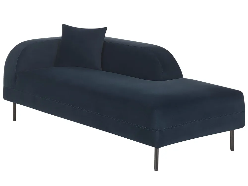 Sofá de Canto Left Hand Pelúcia Chaise Lounge Dark Blue LE CRAU
