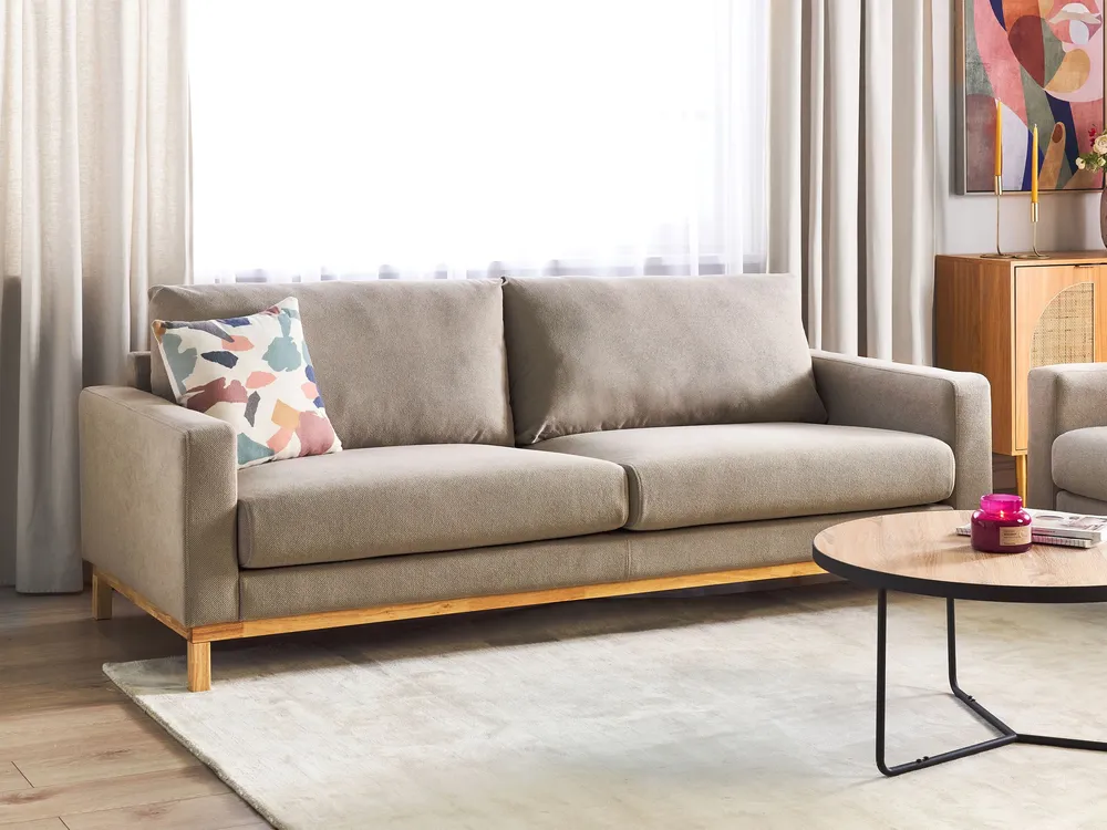 Sofá de Canto 3 Seater Fabric Sofa Taupe SIGGARD