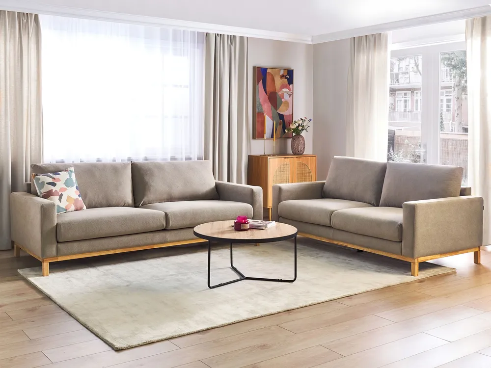 Sofá de Canto 3 Seater Fabric Sofa Taupe SIGGARD