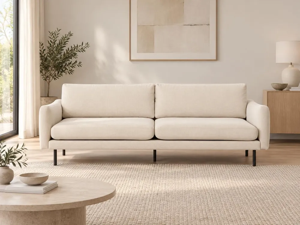 Sofá de Canto 3 Seater Velvet Sofa Light Cor creme VINTERBRO