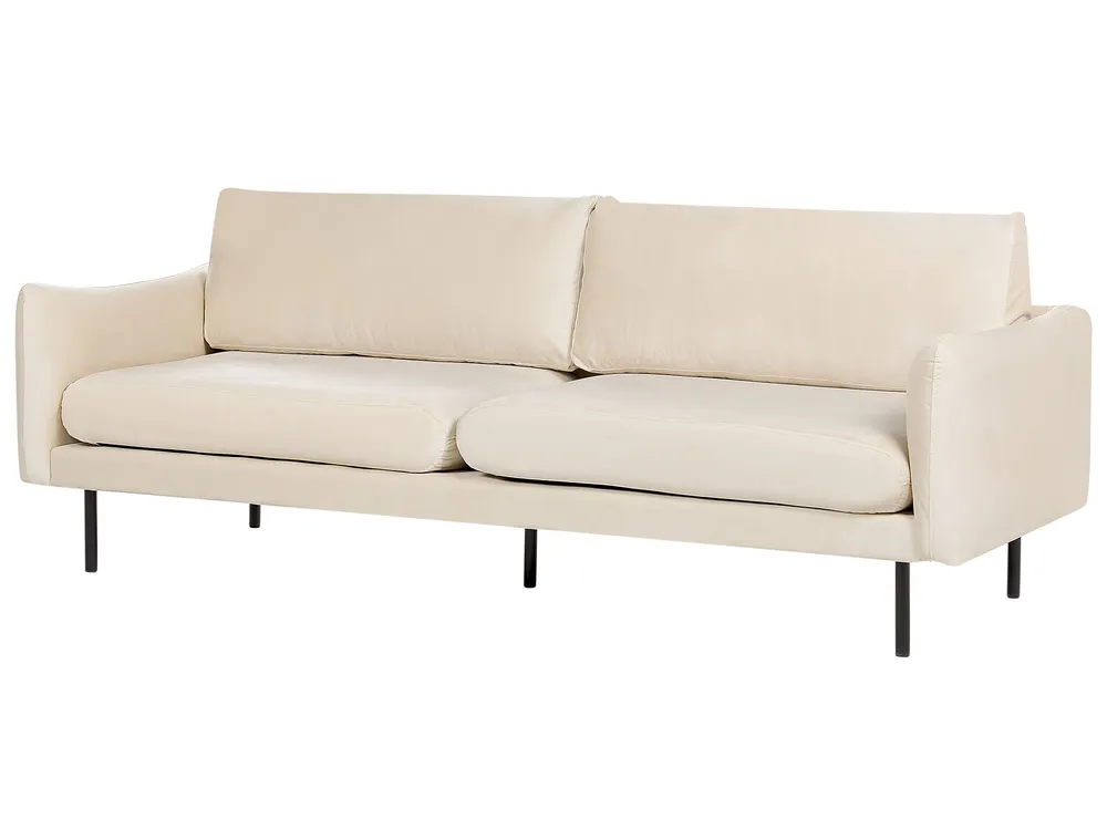 Sofá de Canto 3 Seater Velvet Sofa Light Cor creme VINTERBRO
