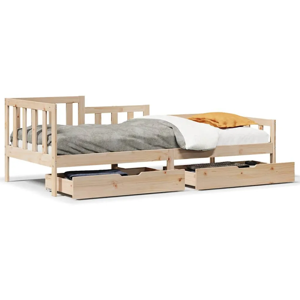 Sofá de Canto Sofá-cama com gavetas 90x200 cm madeira de pinho maciç