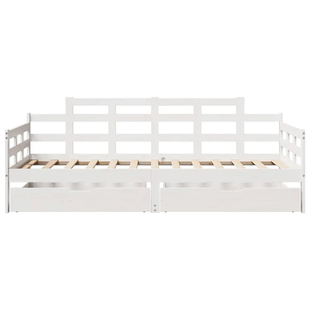 Sofá de Canto Sofá-cama com gavetas 90x200cm madeira de pinho maciç branco