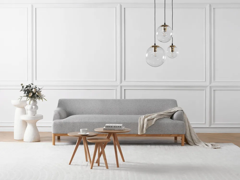 Sofá de 3 lugares em tecido cinzento SOSJO Design Moderno