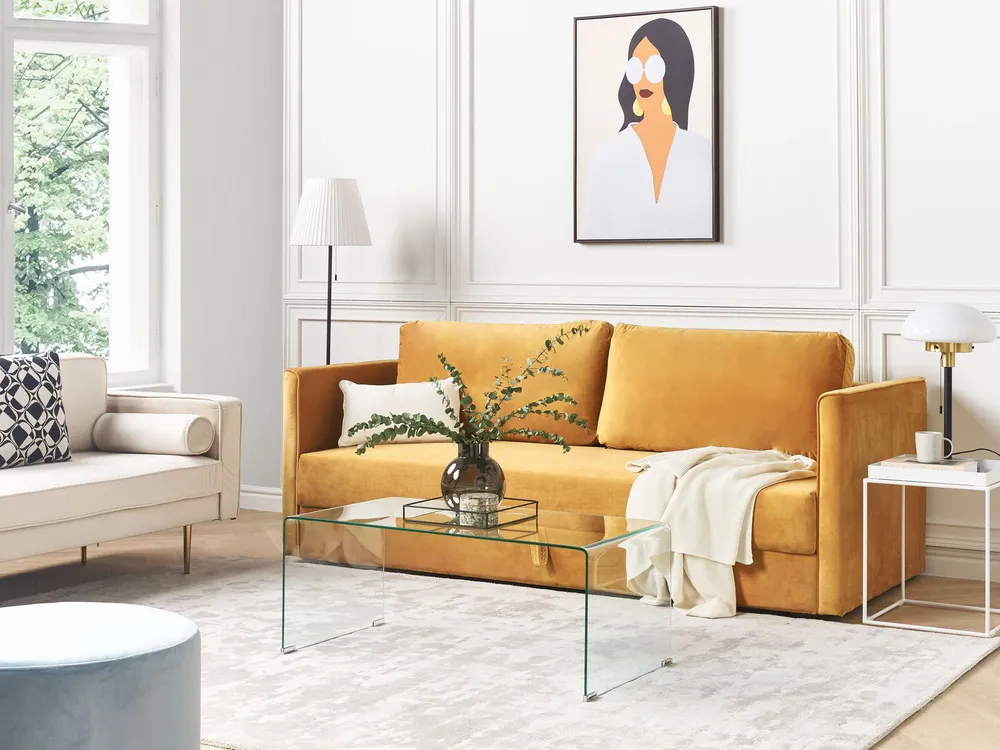 Sofa Bed EKSJO Mustard Flanela