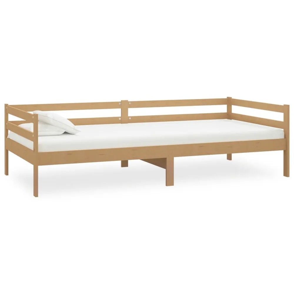 Sofá-cama 90x200 cm madeira de pinho maciç castanho mel em Veludo