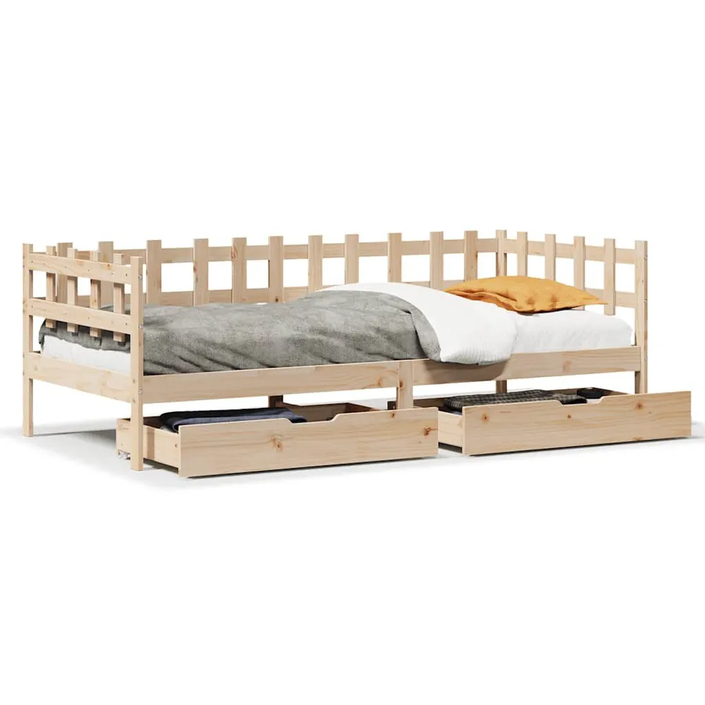 Sofá-cama com gavetas 90x190 cm madeira de pinho maciç para Assistir TV