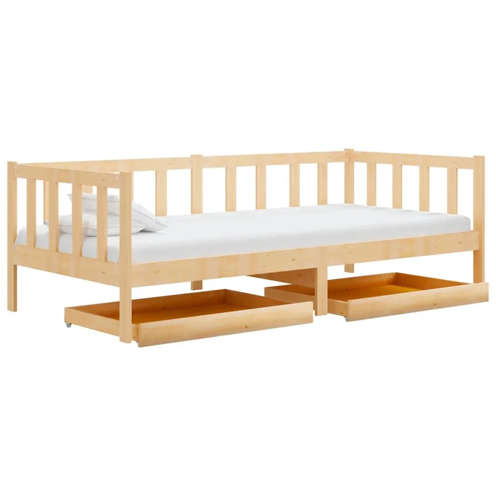 Sofá-cama com gavetas 90x200 cm pinho maciço 3 Lugares
