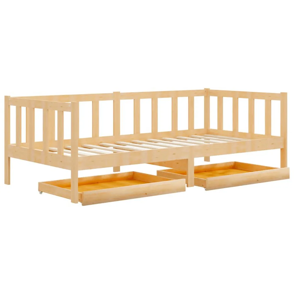 Sofá-cama com gavetas 90x200 cm pinho maciço 3 Lugares