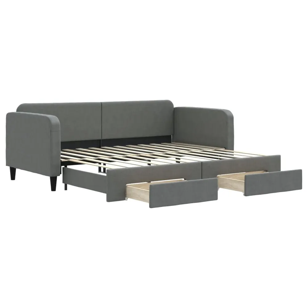 Sofá-cama com gavetão e gavetas 90x200 cm tecido cinzento-escuro para Assistir TV