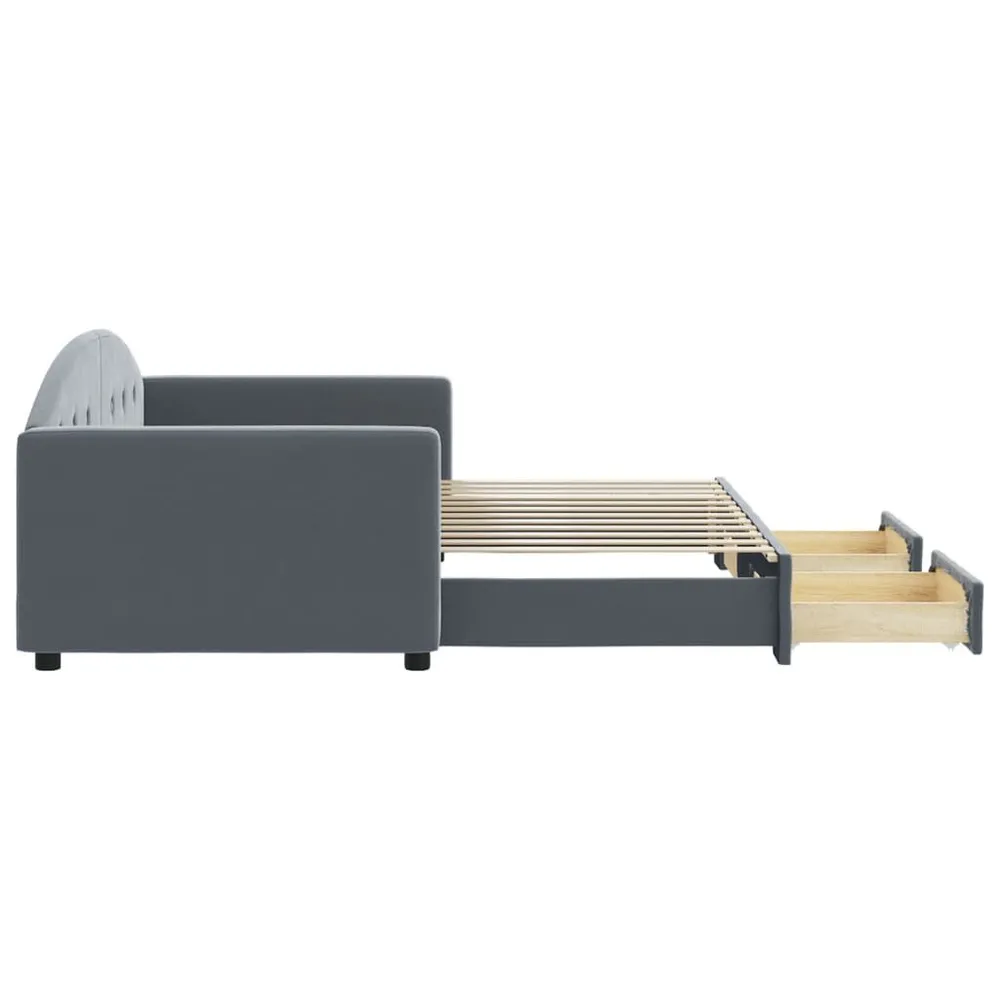 Sofá-cama com gavetão e gavetas 90x200 cm veludo cinzento-escuro 3 Lugares