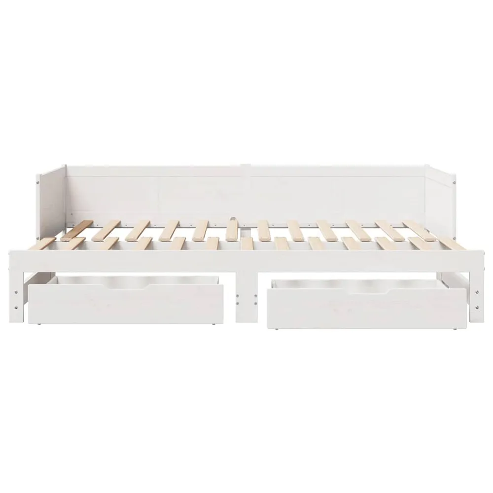 Sofá-cama com gavetão e gavetas sem colchão 90x200 cm branco com 3 Portas de Correr