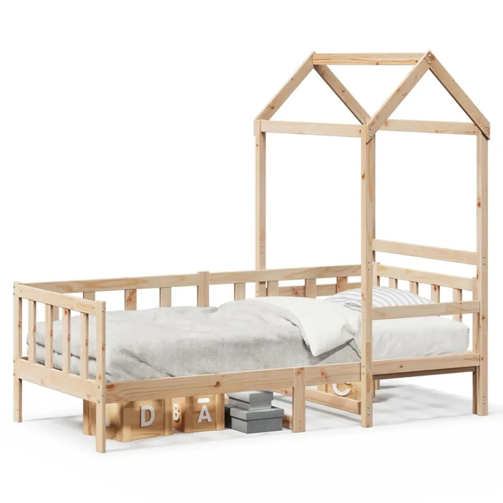 Sofá-cama com telhado 90x200 cm madeira de pinho maciç com Espaço para Lenha