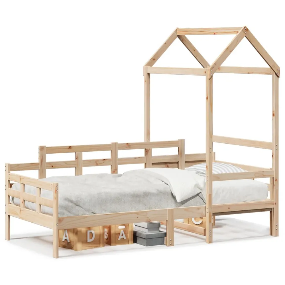 Sofá-cama com telhado 90x200 cm madeira de pinho maciç com 3 Portas de Correr