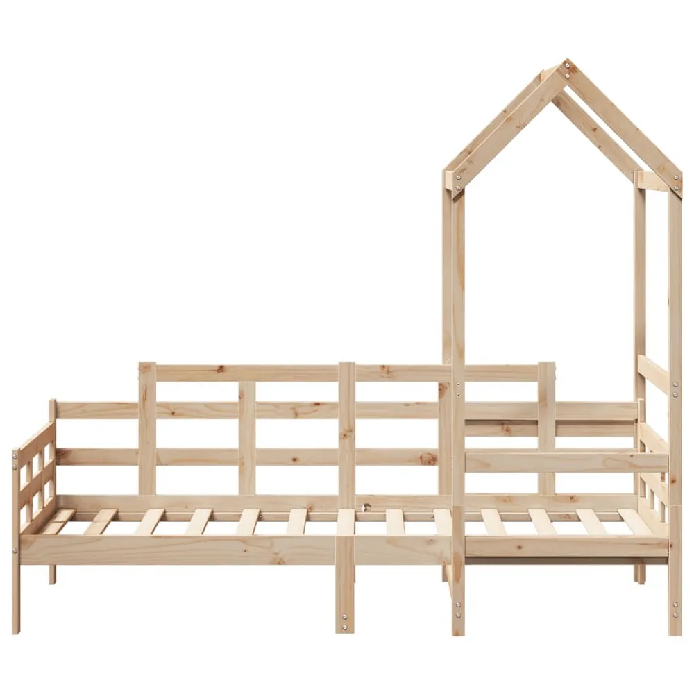 Sofá-cama com telhado 90x200 cm madeira de pinho maciç com 3 Portas de Correr