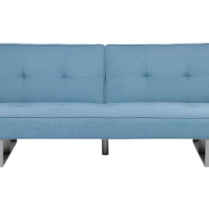 Sofá-cama de 3 lugares em tecido azul distinto DUBLIN
