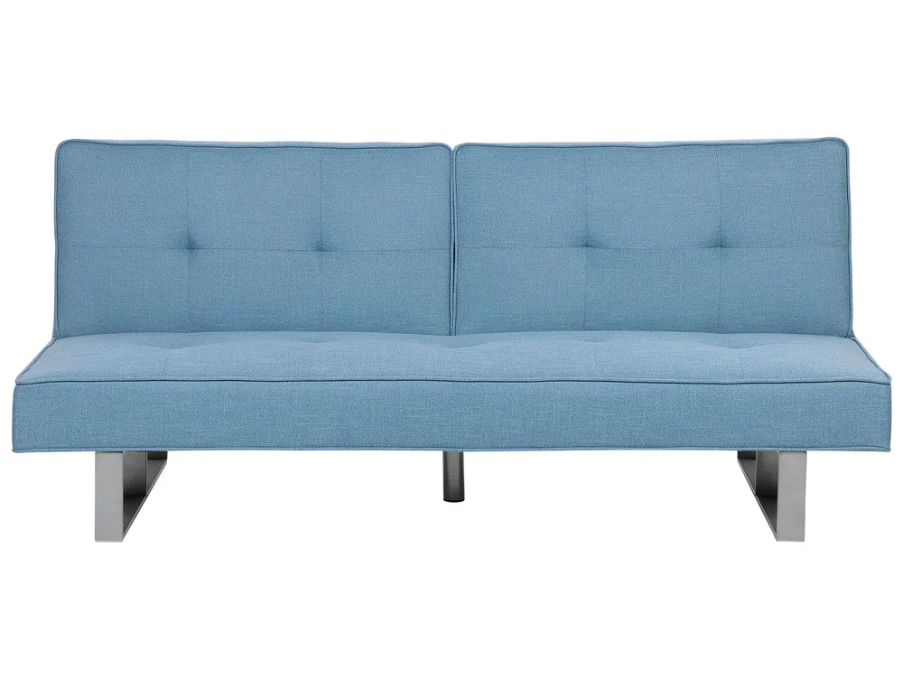 Sofá-cama de 3 lugares em tecido azul distinto DUBLIN